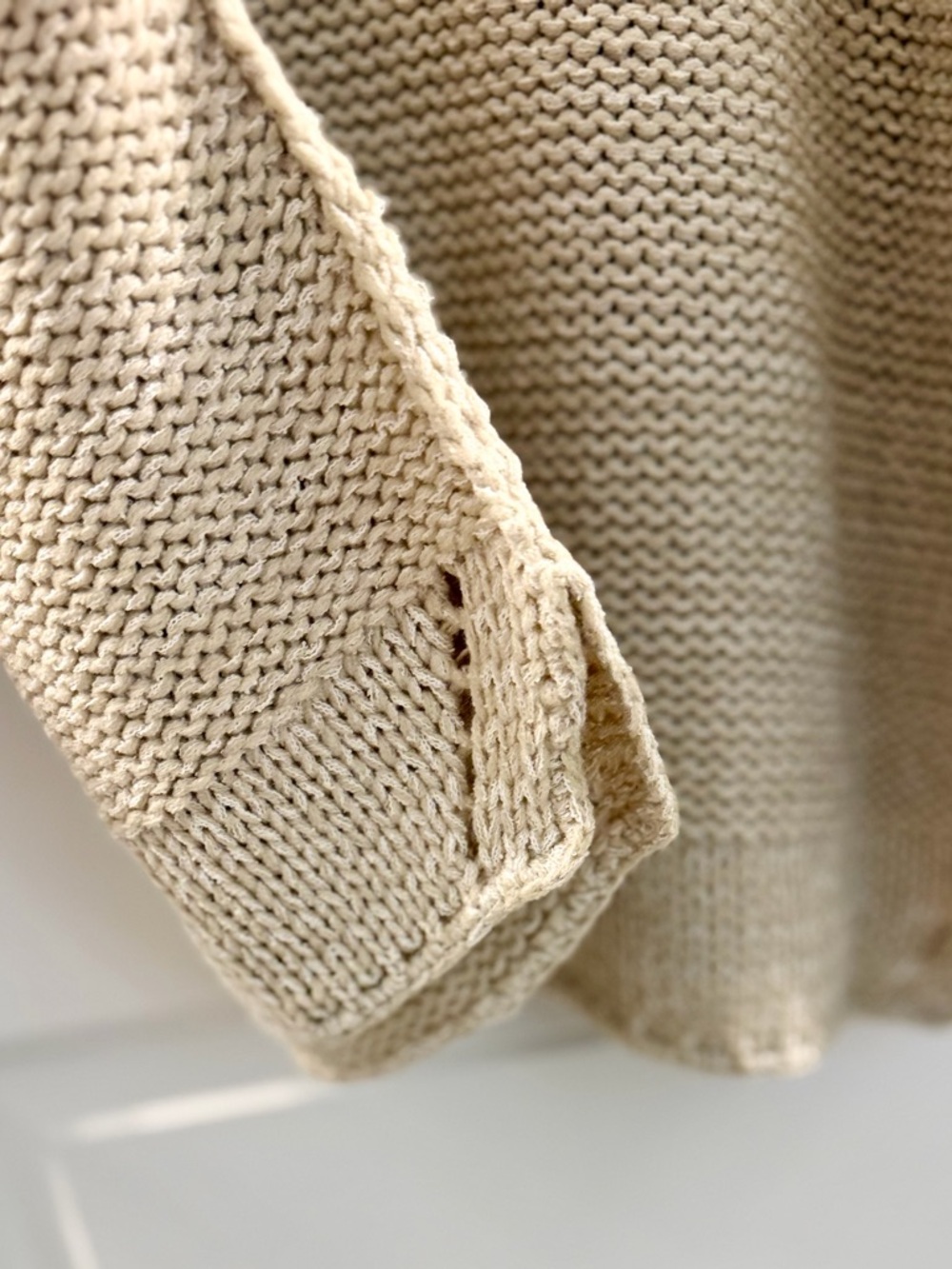 NWT-Three Bird Nest, Beige Oversized quarter sleeve Knit Sweater - Picture 5 of 7